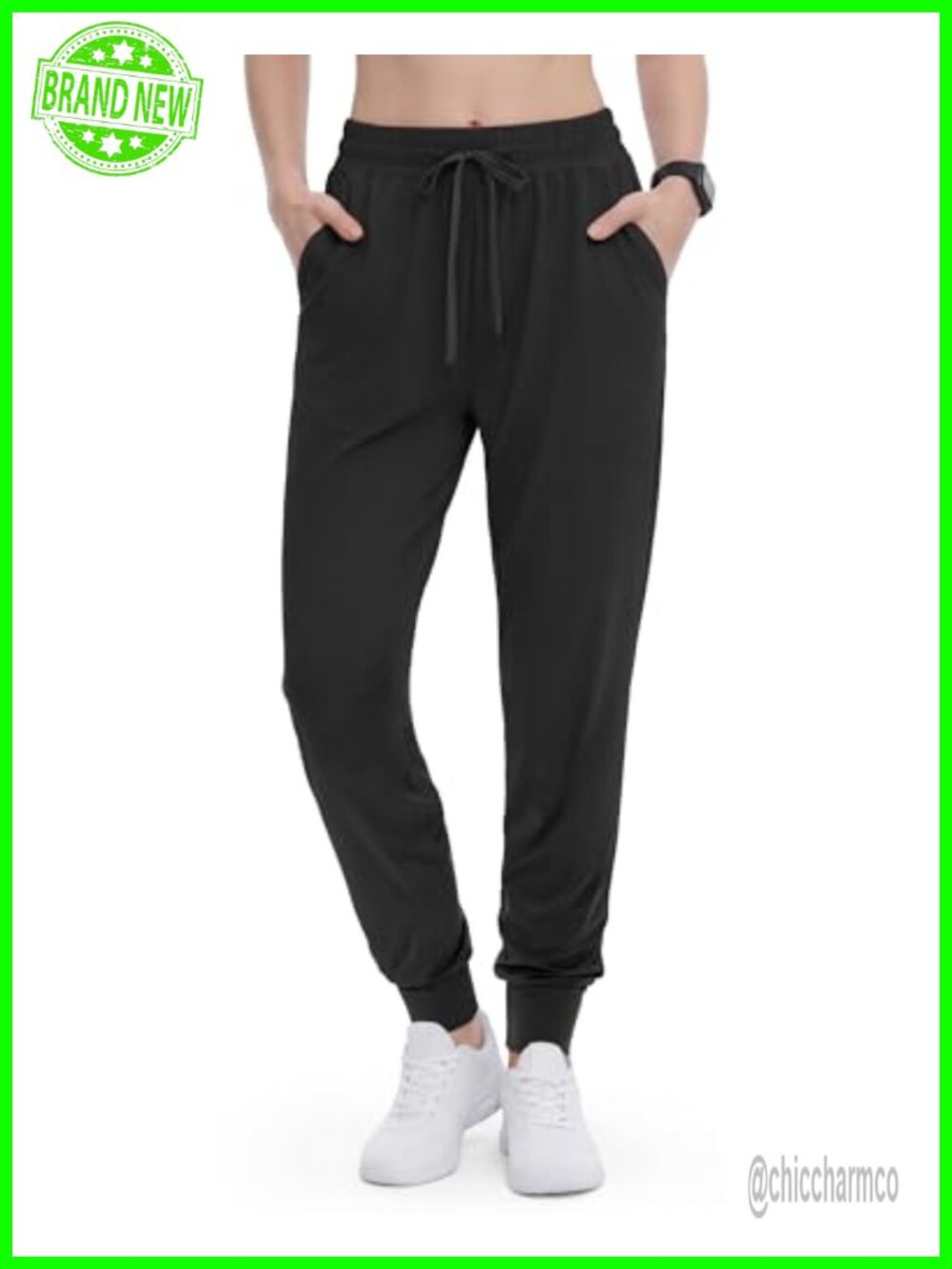 Women's Lightweight Joggers with Pockets Cuffed Ankle Drawstring Sweatpants